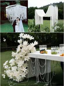 39.37 英尺 8/6 毫米人造白珍珠串珠串，装饰珍珠花环，适用于 DIY 婚礼配饰、发夹、婚礼场地装饰、节日派对、家居装饰、插花、户外花园、桌面、茶会、新娘送礼会、化妆舞会、装饰珍珠、美丽优雅的白珍珠串线轴珍珠串珠卷珍珠