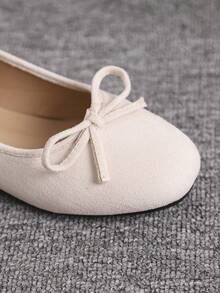 European & American Fashion Ballet Flats For Women, Woven Bow Round Toe Soft Leather Soft Sole Comfortable Slip-On Shoes