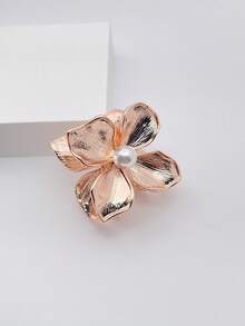 1pc Women's Zinc Alloy Gold Flower & Faux Pearl Tie-Dye Hair Claw Clip, Suitable For Beach Vacation, Daily Use, Great Gift For Women's Day Hair Accessories Women Hair Clips Ladies Hair Clamps Elegant Hair Jaw Clip Flower Clips For Hair Autumn Accessories Fashion Hair Claws Fall Fashion Hair Clutch Winter Summer - Rose Gold - View 6