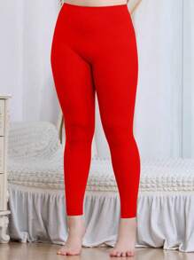1pc Women Plus Size Fashionable Sheer & Stretchy 7/8 Leggings Tight Pants