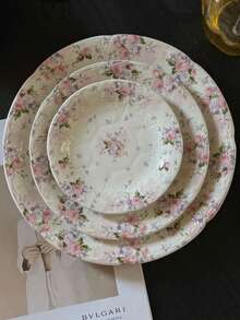 1pc Pink Rose Ceramic Coffee Cup & Saucer Set, French Romantic Floral Relief Teacup & Plate Set, Floral Western Dessert Plate, Home Decor Serving Dish, Suitable For Restaurant, Garden Afternoon Tea, Cafe, Candlelight Dinner, Housewarming, Holiday Gift, Couple Date Tableware - Multicolor - View 7