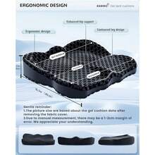 Enlarged 19.7" Gel Seat Cushion, Egg Gel Chair Pads For Wheelchair Pressure Coccyx Sciatica Pain Relief, Cooling Desk Seat Cushion For Kayak, Car, Office Chair Long Sitting[Black]-657741 - 黑色19716135英寸 - 查看 4