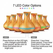Humidificador de aire con luz LED difusor de aroma aceite esencial sin filtro hogar yoga oficina hotel dormitorio portátil decoración saludable silencioso - Marrón - Ver 4