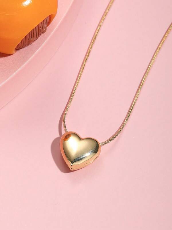 1 pieza Collar con colgante de corazón minimalista y de lujo para niñas, adecuado para uso diario, festivales, citas, accesorio de joyería y regalo de cumpleaños