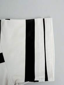 Top à manches courtes rayé ample de style coréen, convenant pour l'été et le début du printemps, noir - Noir - Voir 5