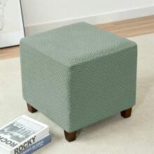 1 pieza Funda de otomana cuadrada de jacquard elástica, antideslizante y duradera para reposapiés, funda todo incluido para taburete, protector de muebles - Multicolor - Ver 6