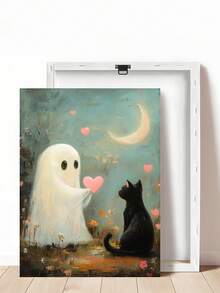 1张浴室里的鬼魂和黑猫海报，搞笑厕所幽默印刷品，怪诞可爱的墙面艺术，夏季万圣节鬼魂烧烤海报，可爱的鬼魂和黑猫一起烧烤，鬼魂和黑猫“不给糖就捣蛋”海报，异想天开的万圣节墙面艺术，鬼魂和猫咪墙面艺术，秋季万圣节，卧室装饰，客厅装饰，办公室装饰， - 彩色 - 查看 20