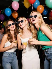 1/2/4/6/8/12pcs Lunettes de fête rétro classiques, Lunettes de fête des années 80, Cadeaux de fête pour adultes, Lunettes de style vintage, Décoration de vacances, Accessoires quotidiens, Article cool, Cadeau créatif - Noir - Voir 4