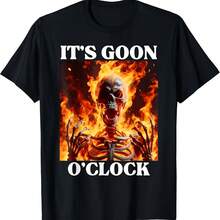 Camiseta Gooning O'clock Funny Cringe Hard Skeleton Meme Aodão - FEITA NOS EUA- - 黑色4 - 查看 1