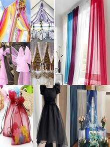 1pc Transparent Organza Fabric, Silk Organza Fabric For Wedding Party Decoration Background