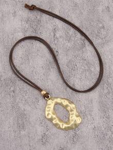 1 件简约扭曲圆形吊坠长项链，高端小众串珠颈链，男女通用情侣项链，中东风格金银色配饰，适合日常约会，送给女朋友/男朋友的礼物 - 蠟繩 - 查看 29