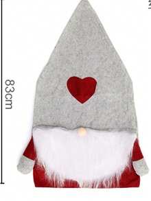 Ręcznie wykonany pokrowiec na fotel z włókniny, wzór Świętego Mikołaja w kształcie serca, dekoracja świąteczna