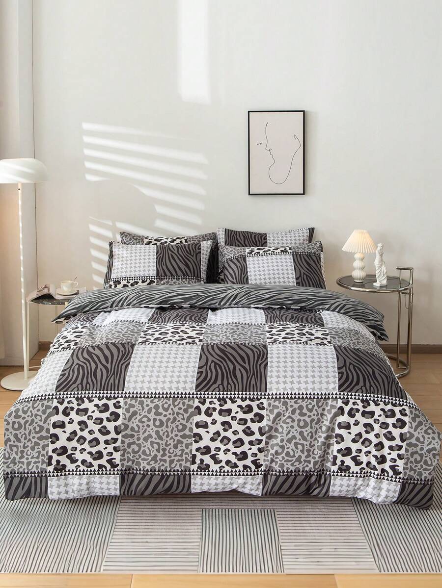 3pcs Heart Pattern Bedding Set (1 Duvet Cover And 2 Pillow Shams), Soft & Skin-Friendly, Suitable For All Seasons, Home, Wedding And Other Occasions - Multicolor - View 1
