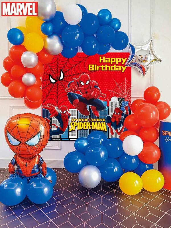 Marvel 50pcs Marvel Officially Licensed Spider-Man Balloon Set Cool Cartoon Balloon Garland Decoration Birthday Weddings Christmas Party Photo Background Props Supplies Friends Family Gift