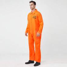 1pc Adult Men's Orange Prisoner Costume, New Crossborder European And American Male Convict Outfit ,Halloween Costume - Orange - View 5