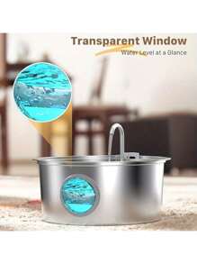 7L 大容量智能 304 不锈钢狗狗饮水器，带窗口自动饮水器，静音，USB 供电，不防水，适用于狗狗，无需电池 - 彩色 - 查看 7