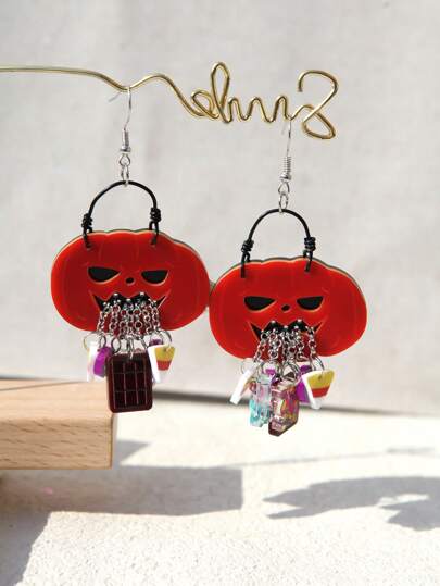 Orecchini a goccia e pendenti in acrilico divertenti e carini con nappine, a tema foresta tropicale, zucca, adatti per donne, ragazze, estate, inverno, vacanze, feste in spiaggia, regalo per lei, regalo di coppia