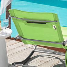 SoBuy Set Of 2 Sun Lounger Garden Chair Recliner With Cushioned Pillow & Side Pocket Garden Rocking Chair With Steel Frame 150kg Capacity Outdoor Garden Furniture For Patio Poolside OGS28x2 - Green - View 5