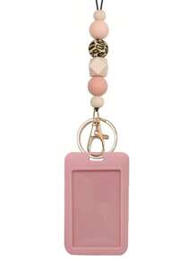 1 件教师挂绳，用于身份徽章，带钥匙扣的串珠挂绳，硅胶豹纹串珠钥匙扣挂绳，适合学生、教师、护士、教师感谢礼物，是送给医生、护士、工人的情人节礼物