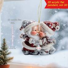 1 pieza Adorno colgante de Papá Noel de acrílico, decoración colgante en 2D apta para decorar el árbol de Navidad, regalos de Navidad.