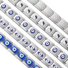 1/5pcs 9*10mm Stainless Steel Square Eye Pattern Modular Bracelet Welded Inlay, Durable & Non-Falling DIY Handmade Bangle Accessories, Creative Jewelry Craft Supplies