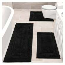 Juego de 3 alfombras de baño, alfombrillas antideslizantes y lavables - Alfombras de ducha suaves y absorbentes para bañera, piso y inodoro, tapete amarillo - Como imagen 417 - Ver 1