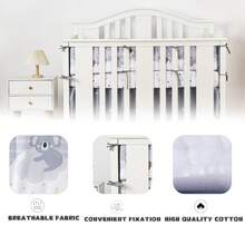 4 件套美人鱼婴儿床保险杠套装 - 透气网眼和柔软棉质安全垫，适用于婴儿床/幼儿床（新品）