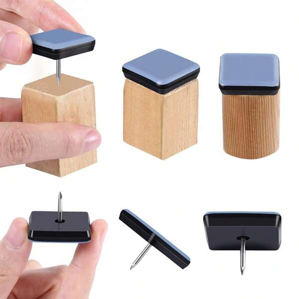 4 paquets de patins de chaise, patins de meuble carrés de 1"/2,5 cm à clouer sur les pieds de meubles, protecteurs de sol en PTFE pour les pieds de chaise sur parquet et meubles en bois, patins magiques pour pieds de chaise (1", 4 pièces)