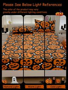 1件套数码印花床单套装，床垫保护套，床罩，南瓜图案，舒适家纺，透气防起球床垫保护套，柔软亲肤，卡通图案床罩，柔软舒适的卧室床上用品 - 彩色 - 查看 8