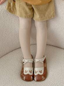 3件套婴幼儿打底裤套装，条纹和纯色紧身裤，女童修身裤，儿童简约修身裤，适合户外穿着，中等厚度 - 彩色 - 查看 6