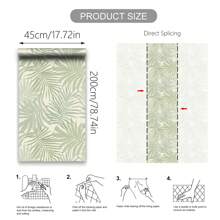 1 Roll Elegant Tropical Leaves Wallpaper Peel And Stick, Removable Wall Stickers, Beautiful Light Background Murals Suitable For Room Living Room Hallway Decoration Home Decor Wall Art Wall Decor Self-Adhesive Wall Paper Room Decor Kitchen Bedroom Living Room Decor