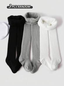 3 Pairs Girls Thermal Lined Tights, Stretchy Soft Warm Leggings, Suitable For Autumn/Winter Daily Wear, Back To School, Travel, Holidays - Random Colors