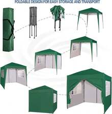 MCC Direct Pop-Up Gazebo 2m X 2m With Sides Silver Protective Layer Waterproof Marquee Canopy WS - Green - View 2