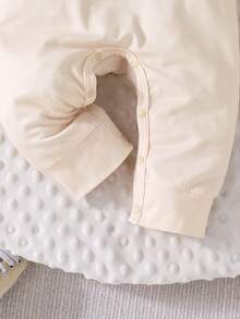 2件套男婴休闲舒适秋季新款条纹蓝红+小熊图案长袖连体衣两件套 - 米色 - 查看 11