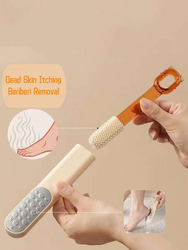 1 Stück 2-in-1 Hänge-Fußbürste - Multifunktions-Fußbürste und -Wascher, Fußfersen-Hornhautentferner - Edelstahl Doppelseitige Fußfeile - Entfernt abgestorbene Haut an Fersen, Sohlen, Zehen - Fußpflege Werkzeug