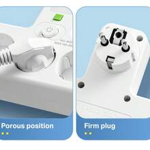 Enchufe de alimentación de la UE con 4 tomas de CA, interruptor de luz nocturna independiente, compatible con 110V/250V, adecuado para la vida diaria, el hogar, la oficina, los viajes y diversos otros escenarios.