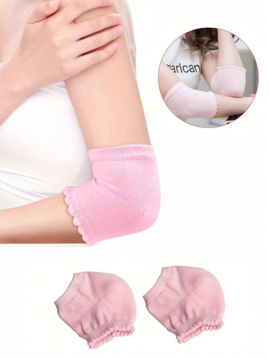 Găng tay chân dưỡng ẩm dạng gel tái sử dụng - Miếng đệm khuỷu tay dưỡng ẩm không cồn, Tất nửa chân màu hồng mềm mại cho gót chân và khuỷu tay, Chăm sóc du lịch hàng ngày tiện dụng, Độ đàn hồi tăng cường, Thiết kế xếp nếp, Chất liệu linh hoạt - Nhiều màu - Xem 1