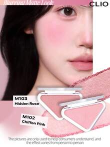 Clio K-Beauty Essential 腮紅 - TAP 粉末腮紅，細緻粉末質地，滑順配方，自然啞光與珍珠光澤妝效，亮麗光澤，易於上妝，不油膩，便攜旅行，易暈染，適用於唇部與臉頰彩妝，韓系妝容風格 - M102 CHIFFON PINK - 查看 3