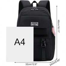 1pc Teen Casual Backpack - Stylish School & Travel Daypack With Laptop Sleeve, Lightweight Rucksack For Daily Use - Black - View 3