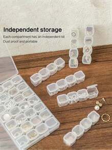 56/28/12 Compartment Transparent Storage Box, Multi-Functional Detachable Jewelry Box, Multi-Layer Dust-Proof Storage Box, PP Material, Large Capacity Jewelry Organizer Box, Movable Portable Jewelry Holder, Suitable For Rings, Earrings, Necklaces, Nail Art, Paper Clips, Minimalist Style Storage Box, Suitable For Halloween, Christmas, Birthday Gifts, Back To School, Bedroom Decor, Home Decor, Autumn Decor For Women Storage Organizer Travel Holiday Essential Fall Decor Autumn Halloween