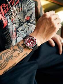 CITIZEN ساعة غوص Ec o-Drive Promaster للرجال بمينا أخضر وعقارب وعلامات مضيئة وإطار دوار - الأحمر - مشاهدة 5