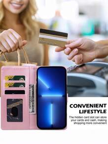 Solid Colour Printed PU Leather Mobile Phone Wallet With Bi-Fold Edges, Card Slots And Card Holder With Lanyard Features A Garden Floral Design For Total Protection Suitable For A Wide Range Of Branded Mobile Phone Models Waterproof Shockproof Anti-Fall Scratch Resistant