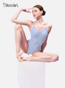 DonsGirl 1pc Women's Ballet Leotard, Adjustable Shoulder Straps, Fitted Waist Design, Suitable For Dance And Gymnastics Performance Training