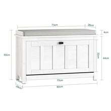 SoBuy Hallway Shoe Bench Shoe Rack Shoe Cabinet With Flip-Drawer And Seat Cushion Vintage White W80 X D30 X H50cm FSR161-W - 白色 - 查看 2