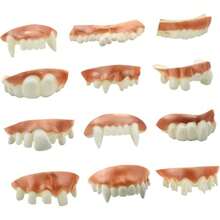 1/5/10/20/30/48 Pieces Gnarly Teeth Gag Teeth Ugly Fake Teeth Vampire Denture Teeth For Halloween Costume Party Favors Photos Props,Random Style And Color