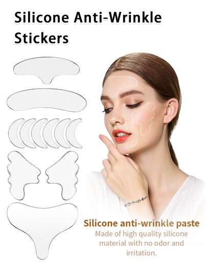 即时提拉面部贴，隐形提拉贴，抗皱贴，紧致下巴，淡化细纹，塑造V脸，透明浅米色紧致贴，减少眼周皱纹和双下巴