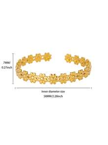 18K Gold Plated Stainless Steel Adjustable Daisy Flower Bangle Bracelet, Suitable For Women And Mothers, Ideal Gift For Weddings, Vacations, Christmas, Valentine's Day, Mother's Day - Multicolor - View 6