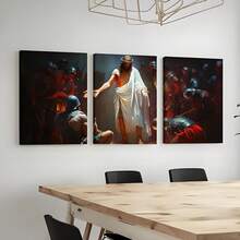 3pcs Retro Religious Jesus And Roman Soldier Wall Arts Canvas Posters, High-Definition Printing Optional Frame, Living Room, Bedroom, Office, Cafe, Gym - Classic Gothic Style Home Decoration, Perfect Gift - Multicolor - View 5