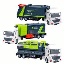 Inertial Big City Cleaning Truck Toy Car, Manual Push, ABS Plastic, Realistic Garbage Truck Toy Model, Sweeper, Water Truck, Suitable For 3-6 Years Old Children Birthday Party Gift