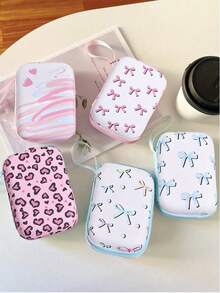 1 件 EVA 时尚可爱花卉印花手持数码配件收纳包适用于电缆耳机充电器和其他数码配件便携式保护套豹纹猎豹印花充电器保护套移动电源手机充电器数码相机配件 - 彩色 - 查看 3